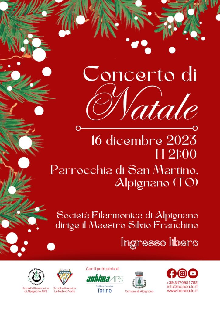 Concerto di Natale 2023 Filarmonica di Alpignano APS 16 dicembre 2023