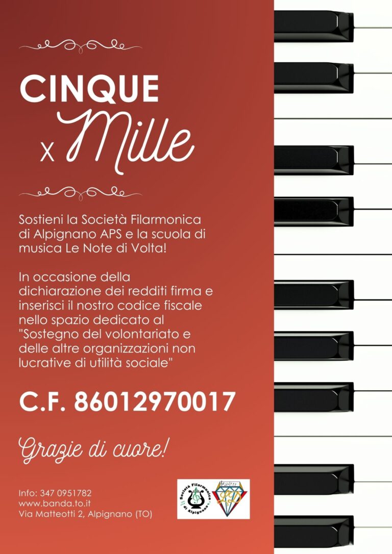 locandina 5x1000 Società Filarmonica di Alpignano APS 2024